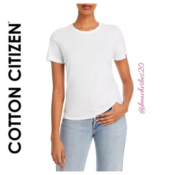 COTTON CITIZEN Distressed Crewneck Tee White Large NWT O-116 - Picture 2 of 11